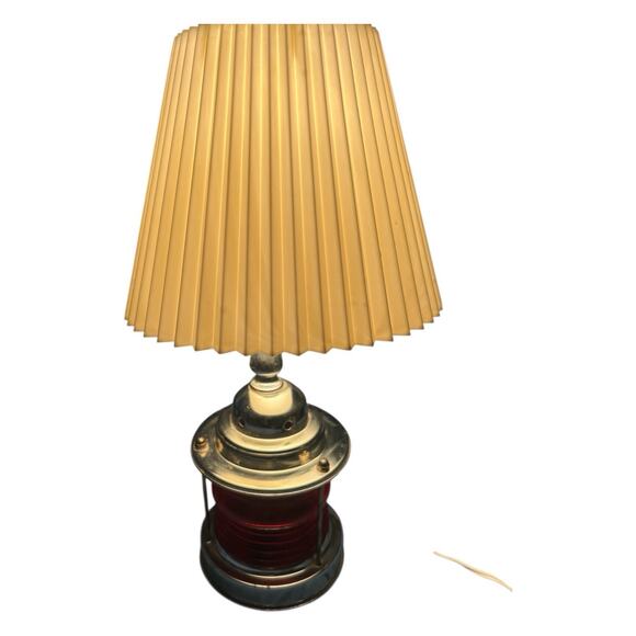 VTG Underwriters Laboratories 1970's Nautical Brass An Glass Lamp Boat Red 3way - Picture 3 of 16